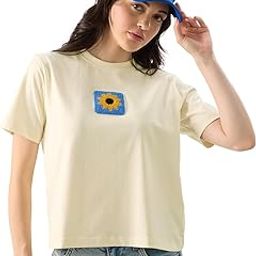 the souled store Follow The Sun Women and Girls Short Sleeve Round Neck Yellow Graphic Printed Cotton Regular Fit T-Shirts-picture-24