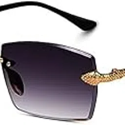gracy rims Retro Luxury Rimless Sunglasses – UV400 Diamond Cut Rectangular Lenses with Snake Design Arms for Men & Women-picture-48