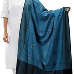 Women's Kashmiri Warm Woolen Shawl, Flower&Check Design, Jacquard Border palla, Pashmina Thread| Winter Wear|Handloom Desgin|-image-46