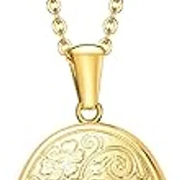 via mazzini 18K Real Gold Plated Oval Photo Memory Locket Pendant Necklace With Chain Valentine Gift For Women And Girls (NK0986) 1 Piece Only-picture-29