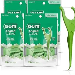 GUM Angled Floss Picks, Perfect for Tight Teeth, Extra Strong Shred-Resistant Dental Floss, Angled for Easy Reach, Dental Flossers for Adults, Fresh Mint Flavor, 75ct (4pk)-picture-21