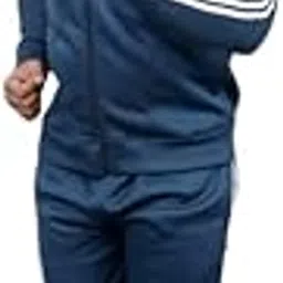 Diamond Hosierie Men's Athletic Tracksuit, Dark Green with White Stripes, Full-Zip Jacket and Pants Set, Sports Training Wear-picture-12