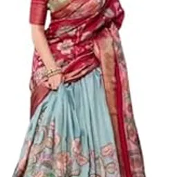 sarathybiz Women's Wedding Special Floral Print With Tussar Sillk Lehenga Choli Set-picture-16