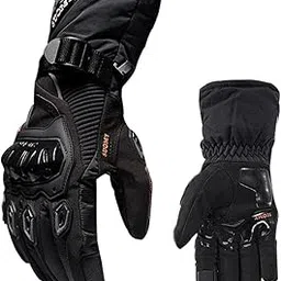 Waterproof Motorcycle Motobike Scooter Leather Sports Long Gloves Black M | Gloves | Motorcycle Street Gear | Apparel & Merchandise-image-0