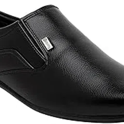 nobility Faux Leather Black Formal Slip On Shoes for Men | Comfortable Walking | Classic Design | Breathable || Slip Resistant |-picture-13