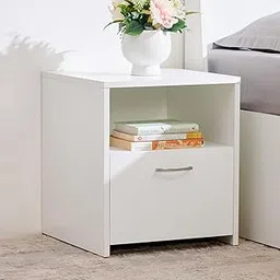 THE WOODEN CITY Wooden Bedside Table | Bed Side Table for Bedroom | 1 Drawer | Solid Wood Sheesham, White-picture-19