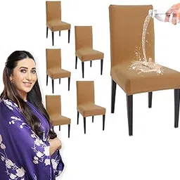 HOKIPO Water-Resistant Slipcovers for Dining Chair, Pack of 6, Camel (AR-4916-CML*6)-picture-32