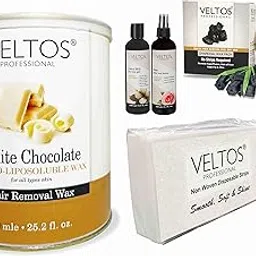 White Chocolate Hydro Liposolubl Body Wax 800ML & Charcoal Facial Peel Off Face Wax 80GM & Cotton Pre-Wax Gel 100ML & Rose After Wax Lotion100ML & Pack Of Strips For Hair Removal-picture-33