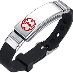 Medical Alert ID Bracelet for Men & Women – Hypoallergenic Stainless Steel & Silicone Band, Adjustable Fit, Casual Safety Wristband (Multiple Colors)-image-23