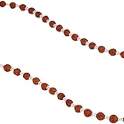 DHRUVS COLLECTION 925 Silver Handmade Rudraksha Mala Chain With 54 Rudraksha Beads For Unisex-picture-24