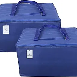 Kuber Industries Rexine 2 Pcs Jumbo Underbed Moisture Proof Storage Bag with Zipper Closure and Handle (Royal Blue) -CTKTC06603-picture-29