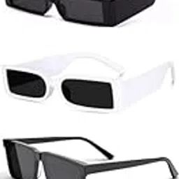 Unisex combo offer pack of 5 shades Unisex Fashion Sunglasses Set, 5 Pairs, Metal Frame, Black and Silver - Combo5-41394-image-84