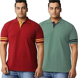 wear your opinion Plus Size Stripe Polo Cotton Blend Combo Pack of 2-picture-31