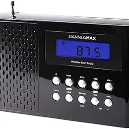 HANNLOMAX HX-512R Portable AM/FM/Weather Band Radio, Alarm Clock, LCD Display, Headphone Jack. (Black)-image-72