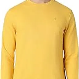 Men's Poly Cotton Textured Crew Neck Sweatshirt-image-0