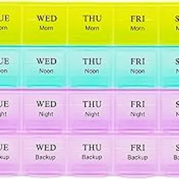 HN Weekly Pill Organizer, 4 Daily Slots, 28 Compartments, Medicine Box for Vitamins and Supplements BPA-Free, Moisture-Proof, Portable Pill Case for Tablets, Vitamins & Supplements – Travel-Friendly Reminder | Pack of 1-picture-17