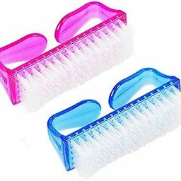 MEPOINT 2 Pcs Handle Grip Nail Brush Fingernail Cleaner Pedicure Scrub Foot Brushes Toes Cleaning Tool Kit (Multicolor)(2 pcs)-picture-1