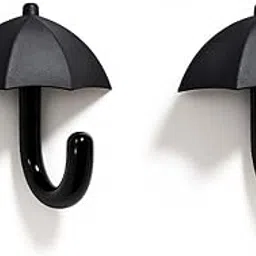 Colornest 2 Pcs Metal Hooks for Wall – Heavy Duty Umbrella Design Wall Hooks for Hanging | Towel, Clothes Hanger for Bathroom, Kitchen & Entryway |Black-picture-19