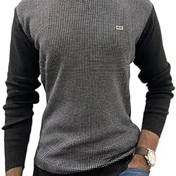forward Men's V-Neck Jacquard Sweater Black-picture-51
