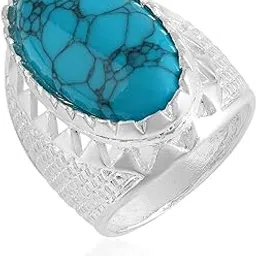 morir Handmade Silver Plated Embroidered Turquoise Firoza Stone Ring for Men Fashion Jewelry-picture-20