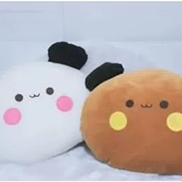 VJOY Kawaii Panda Plush Decorative Pillows, White and Brown Cotton, Cute Animal Design for Kids Room, Pack of 2-picture-30