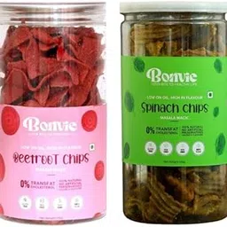 BONVIE Spinach (Palak) & Beetroot Chips | Tasty Baked Snacks | Healthy Snacks for Adults | Low Calorie | Crunchy Protein Chips | Snackible | Gluten-Free | Vegan | No Preservatives-image-3