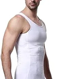 big aox Premium Men’S Slimming Body Shaper Vest Undershirt Abs Abdomen Slim Stretchable Compression Tummy Tucker Vest (White)-picture-12