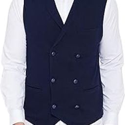 hypernation Men's Cotton Waistcoat (Navy Blue)-picture-22