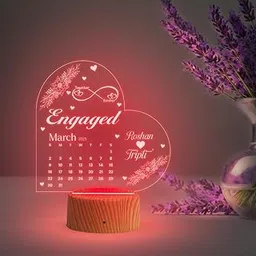 Gift Me Bazar Gift for Engagement | Personalized Couple Name & Engagement Date | Engagement Gift for Friend, Brother, Sister & Jiju | Automatic Color Changing Light & USB Powered-picture-53