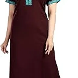 trundz Women's Embroidered Pure Cotton Nighty (346)-picture-65