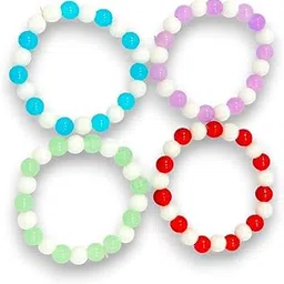 accessher Stylish Blue-White Beaded Bracelet | Elastic Adjustable Hand Accessories Jewellery For Gift | Stretchable Bead Korean Bracelet for Women & Girls-picture-31