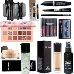 generic HD Waterproof Makeup Kit Combo For Women & Girls (Set of 15) Eyeshadow Pallet, Makeup Brush set of 12, Kajal, 3in1, Eyelashes, Red edition, Foundation, Primer, Loose Powder, Makeup Fixer-picture-15