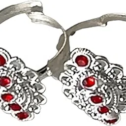 AK FASHION Beautiful & Comfortable Trendy Toe Ring Set – Red Zircon Design, Made of Silver, 2 Pieces Set, Latest Collection for Women-picture-17