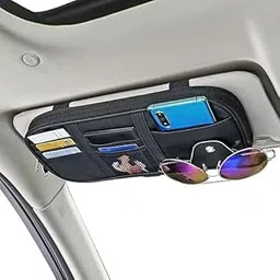 Car Sun Visor Organizer – PU Leather Multi-Pocket Zipper Storage Pouch for Sunglasses, Pens, Cards, Documents, Travel Essentials, Durable Car Accessory Black-picture-42