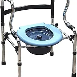 VEAYVA Dual folding 5-in-1 bathroom mobility & aid commode walker seat, shower chair height adjustable daily living aid (WALKER, COMMODE,SHOWER,SAFETY RAIL)-image-81