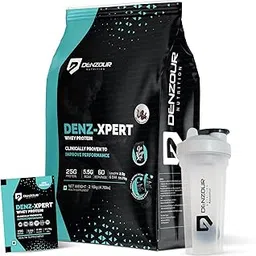 DENZOUR NUTRITION Denz - Xpert Whey Protein with Shaker | Easy Digesting Muscle Recovery, Muscle Growth & Improved Strength | 25gm Protein, 5.5g BCAA- 60 Sachet, Belgium Chocolate- 2.16Kg/4.76 lbs (60 Servings) image 1