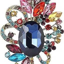 via mazzini Antique Gold Plated Vintage Look Multicolour Crystal Big Brooch Cum Saree Pin For Women (Brooch0642) 1 Pc-picture-40