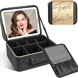 JUSRON Portable Makeup Artist Organizer Bag with Adjustable Dividers, Makeup Brush Holder Storage, Black, Large, High-end & Fashion-picture-21