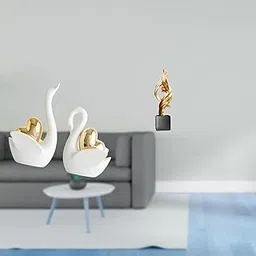 Swan Figurines Abstract Art Statue Decorative Tabletop Ornament Resin Sculpture for House Office Bookshelf Entrance Coffee Table Decor-image-9