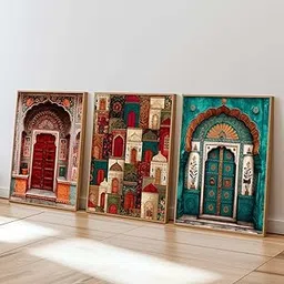 kotart Indian Art Traditional Paintings for Living Room | Framed Wall Painting for Home Room Bedroom Office Wall Décor| Wall Poster With frames Set of 3 (13X17 inch)-image-17