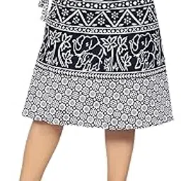 pezzava Womens Wear Cotton Knee Length Wrap Skirt(Free Size) Black-picture-54
