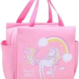 CoolKraft Lunch Box Bag for School Kids, Girls, Boys, Animal 3D Design Bag, Organize Store Hot & Cold Insulated Portable Tiffin Bag 23 x 19 x 10 cm (Rainbow Pink Big)-picture-10