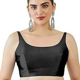 mehrang Womens Taffeta Padded Blouse, Classic Sleeveless Silk Stitched Blouse, Readymade Saree Blouse for Women Stylish-picture-19