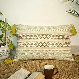 16 x 24 inch Cotton Woven Tufted Decorative Cushion Cover | Cotton Pillows Cases with Tassel | Boho Cushion Cover for Living Room, Sofa, Bed | Printed Throw Pillow Cover Set of 1-picture-23