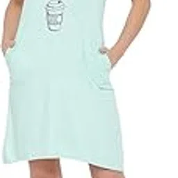 clovia Women's Cotton Text Printed Short Nightdress with Pocket-picture-39