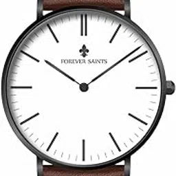 forever saints Men's Black Case Watch with Rich Brown Leather Strap- FSCM101NL01B-picture-20