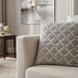 CASA-NEST Elegant Quilted Cushion Cover 16x16 Inches – Premium Decorative Pillow Cover for Sofa & Living Room, Soft Fabric, Luxury Home Décor(Grey)-picture-45