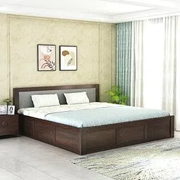 Sheesham Wood Queen Size Bed with Box Storage for Bedroom Living Room Home Hotel Bed with Headboard Pannel Wooden Double Bed Cot Palang Furniture (Walnut Finish)| 1 Year Warranty-picture-40
