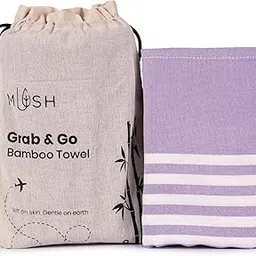 Mush Grab & Go Bamboo Travel Towel | 100% Bamboo Bath Towel for Beach, Hiking & Gym Towel for Men Workout | Compact Towels with Travel Bag | 60x120 cms, 250GSM Quick Dry & Featherlight | Lavender-image-59