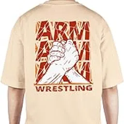 buy that trendz Mens Oversized Tshirt Arm Wrestling Printed Crew Neck Cotton Drop Shoulder Half Sleeve Stylish Tshirt-picture-15